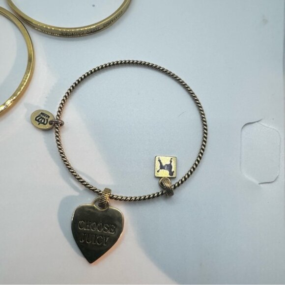 Juicy Couture Vintage Y2K NEW Charms Bangles Bracelets 3 Gold Silver Heart Dog - Picture 9 of 15